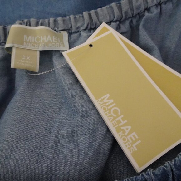 Michael Kors Off The Shoulder Top Women's Plus Size 3X Blue Ruffled - Picture 10 of 11